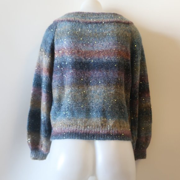 Banana Republic Blue-Multi Color Sequin Sweater Sz S * - Picture 5 of 7